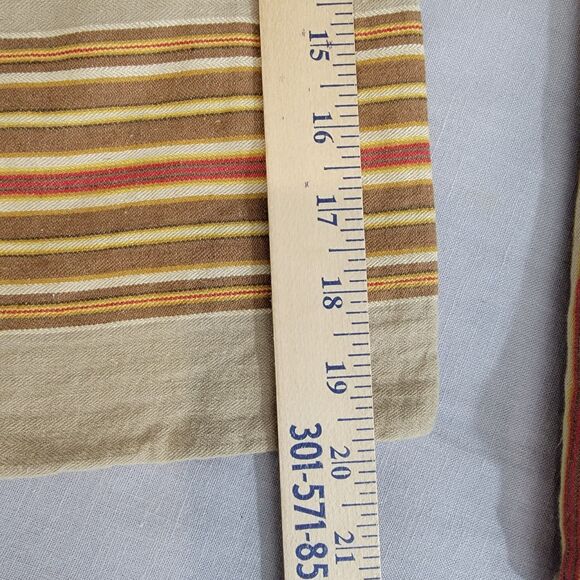 Pottery Barn 2 20x20 Inch Throw Pillow Covers Linen Cotton Blend Neutral Striped - Picture 9 of 11